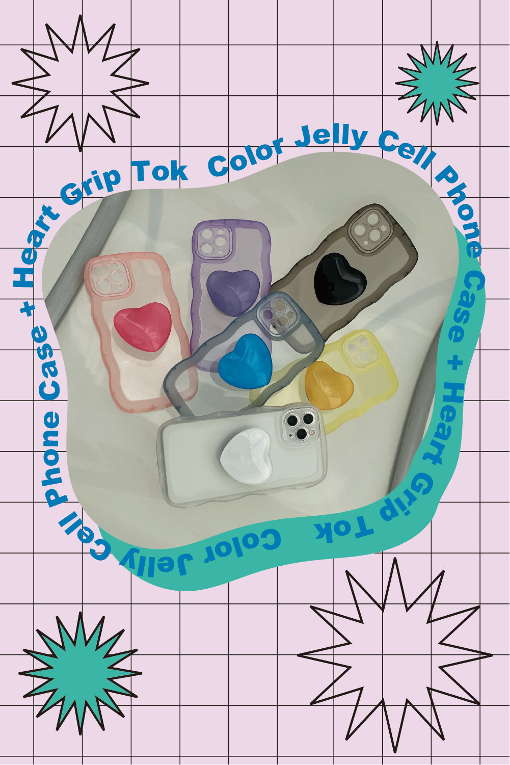 Color Jelly iPhone Case + Heart Grip Tok(カラージェリーアイフォンケース+ハートグリップトック)