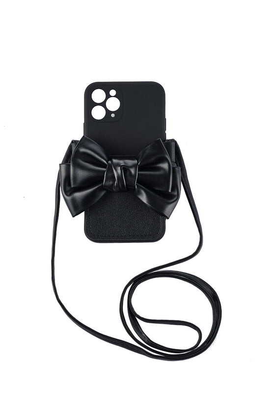 Leather ribbon cross bag iPhone case(レザーリボンクロスバッグアイフォンケース)