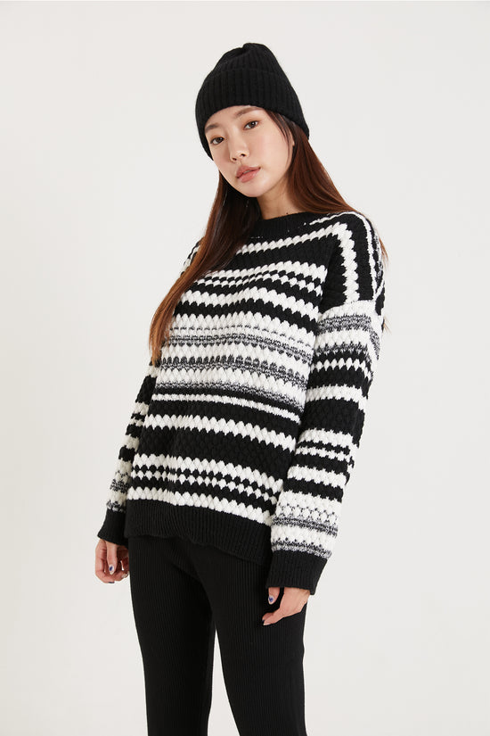 border pattern thick knit (ボーダー編み厚手ニット)